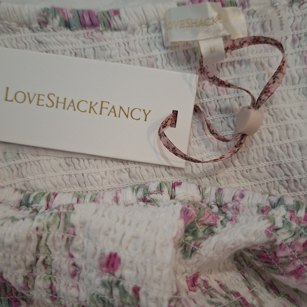 NWT LoveShackFancy White and Pink Floral Dress - Picture 9 of 13